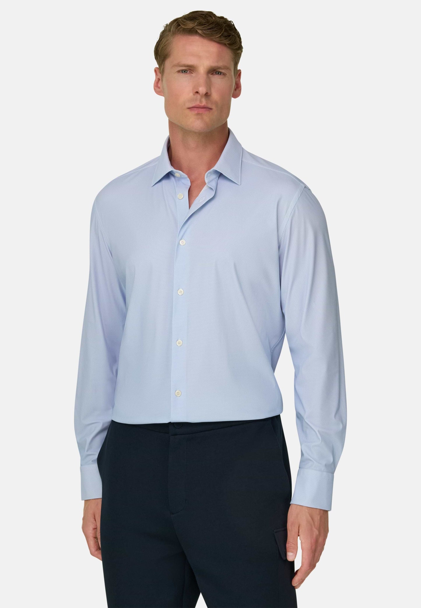 Рубашка приталенного кроя (slim fit) из эластичного нейлона B Tech с микроузором